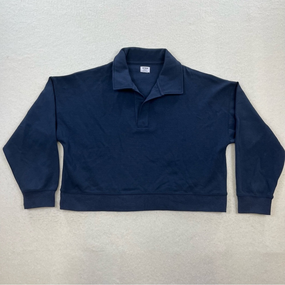 Cotton On Navy Blue Cropped Pullover Jacket Size Medium
